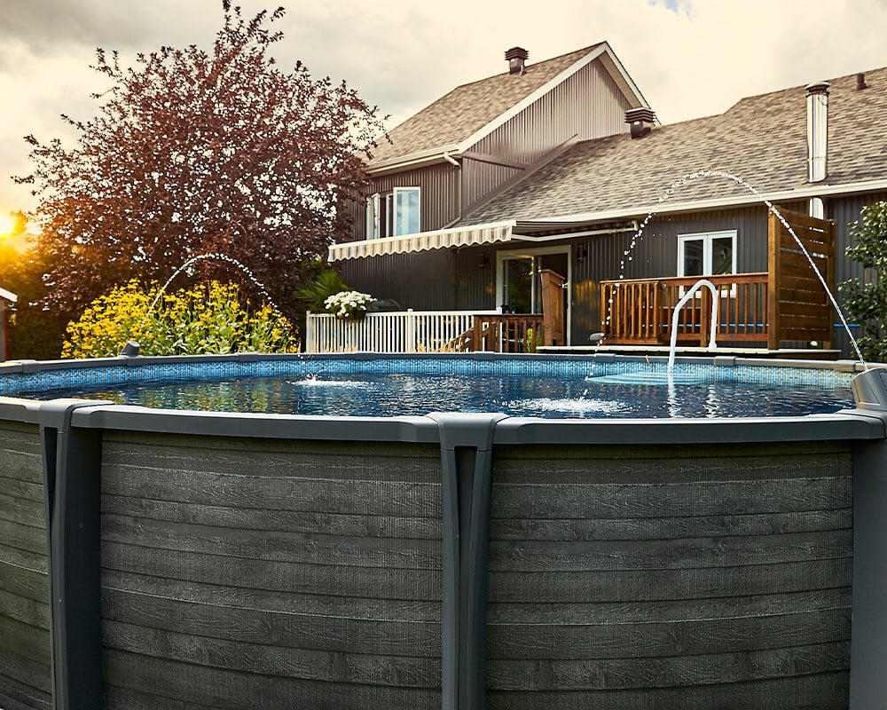 Carvin above ground Pool in a backyard