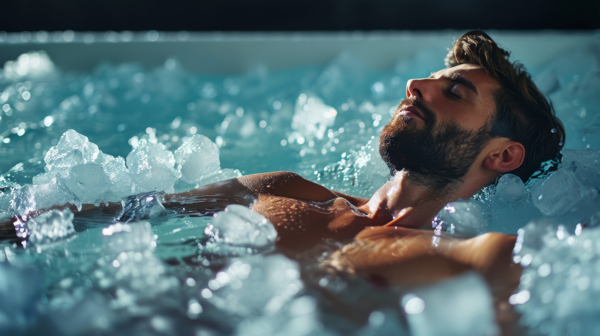 A man in an ice bath.